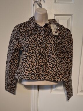 NWT Charlie Paige Denim Animal Print Jacket